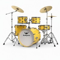 Batterie de percussions Bullfighter DW12 Jaune Citron 5 pièces, 3 cymbales en laiton, coquilles en peuplier 10 12 14 16 22