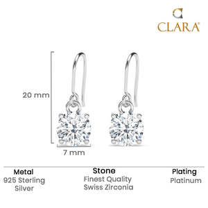 NOVAMART Fine 14K Gold Plated Silver for Gia Classic Solitaire Drop <b>Earrings</b> Geometric <b>Dangle</b> Design <b>Diamond</b> Stone Wedding Party - Product Image 5