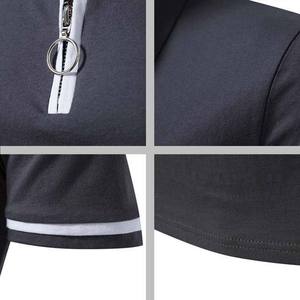 Polos de manga corta de algodón de talla grande para hombre, tela transpirable OEM, bordado personalizado, informal, ajustado, diseño de media cremallera - Product Image 6