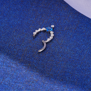 Anillo <span class=keywords><strong>de</strong></span> Nariz <span class=keywords><strong>de</strong></span> Titanio G23 con Segmento Articulado y Cristal Blanco, Diseño <span class=keywords><strong>de</strong></span> Anillo Cerrado, Joyería Corporal Unisex para Oficina/Trabajo/Boda - Product Image 3