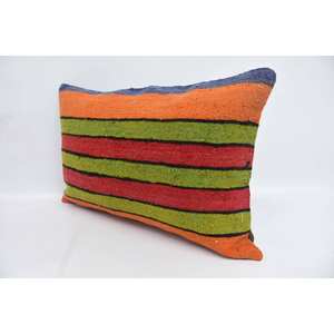 Almohada Kantha de retazos de lana multicolor, cojín decorativo de 16x24 pulgadas tejido con patrón Vintage - Product Image 4