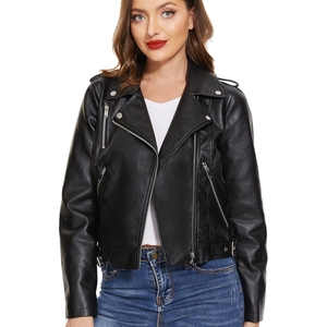 Veste en cuir confortable de couleur unie Meilleur prix Veste en cuir pour femme Veste en cuir teinte unie à vendre - Product Image 1