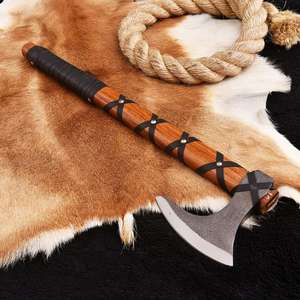 Hache en acier à haute teneur en carbone pour la chasse et le camping avec manche en bois et acier Damas, hache en bois à bas prix - Product Image 1