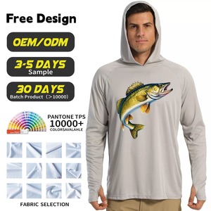 เสื้อตกปลาแขนยาวแบบมีฮู้ดสำหรับตกปลาเสื้อ UPF50ตกปลาผ้าดูดความชื้นป้องกันแสงแดดออกแบบโลโก้ของคุณได้ตามที่ต้องการ - Product Image 1