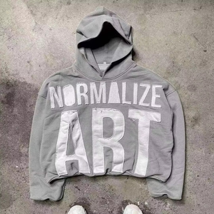 Sweat à capuche streetwear homme brodé personnalisé polaire vierge avec fermeture éclair Vintage double couche lavage à l'acide sweats à capuche délavés au soleil pour hommes - Product Image 2