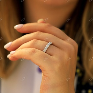 คุณภาพสูง2 CTW ตัด Moissanite VVS ชุดง่ามใสแหวนแต่งงาน14K ทองคำขาวแหวนซ้อนครึ่งแฟชั่นดี - Product Image 3