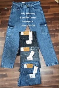 Premium Super.Dnm Jeans cargo à tricoter en poly à 6 poches pour hommes, vêtements de travail décontractés durables extensibles, tailles de mode 30-38 - Product Image 5