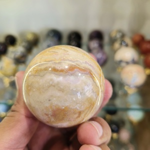 Cristal de guérison jaune dentelle agate sphère cristal boule de guérison pierre naturelle Quartz poli spécimen Rare Reiki plage nouvelle énergie - Product Image 4