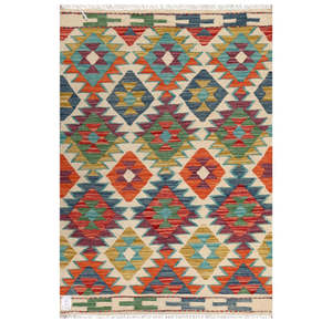 Alfombra Kilim de Maimana, Afganistán, 127 x 86 cm, Alfombras y Juegos de Alfombras Tradicionales Afganas - Product Image 1