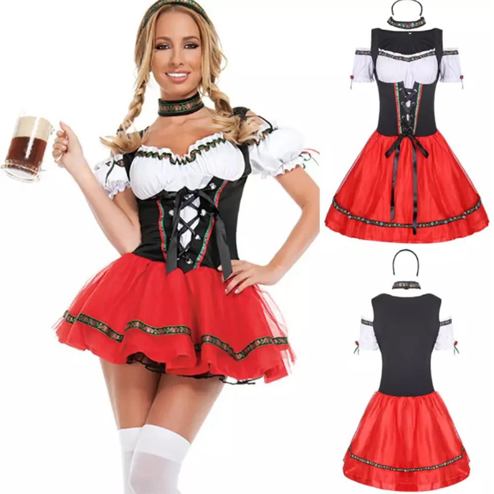 Costume de fille de bière allemande traditionnelle pour femmes, robe fantaisie Sexy de Festival de carnaval