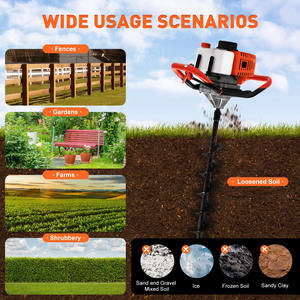 52cc 2-Stroke Air-Cooled Gas-Powered Industrial DIY Earth Auger Stainless Steel <b>Post</b> <b>Hole</b> <b>Digger</b> 63cc Engine Displacement - Product Image 4