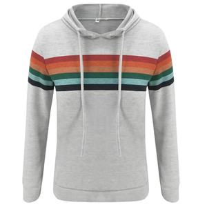 Women's Contrast Color <b>Block</b> Design Hoodie Loose Long Sleeve Plus Size Autumn Season-Washed and Embroidered - Product Image 1