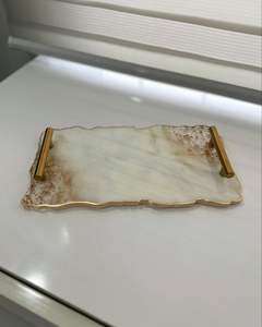 Artistic <b>marbled</b> resin serving <b>tray</b> to elevate any dining table setting with eye catching color flow and texture - Product Image 4