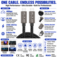 Kabel USB4 LUNG KAY OEM 240W PD3.1 40Gbps Kecepatan Tinggi 8K 60Hz Video Tipe C ke C Kabel Data Kompatibel Thunderbolt 4/3