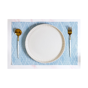 Minimalist Geometric Pattern 32x45cm Soft Texture OEKO TEX Certified Placemat Blue Textile Square Reusable Woven Home Use - Product Image 1