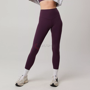 Logo personnalisé femmes taille haute Yoga Leggings couleur unie serré Gym Fitness pantalons de sport d'entraînement - Product Image 1