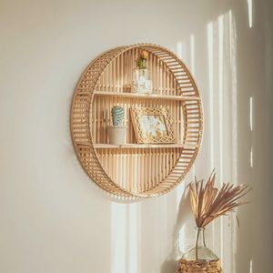 Estante de pared de ratán decorativo de primera calidad con artesanía única, perfecto para casas, oficinas y apartamentos de estudio - Product Image 3