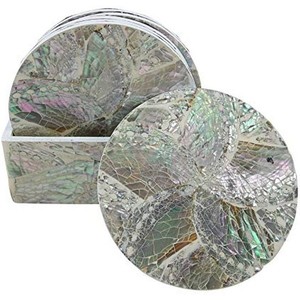 Mother of Pearl MOP Inlay Tea Coaster Vintage Luxury Inlay Coaster Table Moroccan Style Mother of Pearl Inlay Tea Coasters - Product Image 3