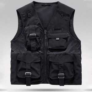 2025 Chaleco de trabajo de seguridad de alta visibilidad bolsillo reflectante negro ropa exterior informal con botón decoración logotipo personalizable - Product Image 1