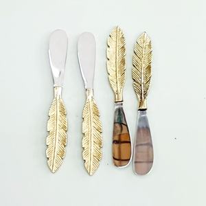 Ensemble d'épandeurs de fromage en argent plaqué or dynamique, poignée en plumes, en acier inoxydable - Product Image 2