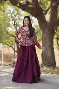 New Arrival Maruti Fashion Lightweight Vichitra Silk Embossed Women's Lehenga Choli Trendy Design Readymade Party Wedding Bridal - Product Image 5