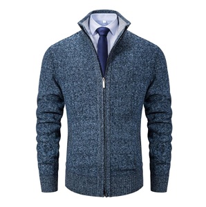 Pull-over homme respirant et confortable, coupe décontractée, couleur unie, à capuche et fermeture éclair, en laine, chaud et tricoté. - Product Image 5