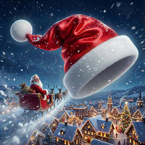 Chapeau de Père Noël de haute qualité de 40 cm, finition satinée, pour la décoration - Product Image 3