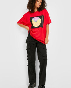 เสื้อยืดเดนิมเจอร์ซีย์ผู้หญิง หรูหรา คุณภาพสูง ดีไซน์ทันสมัย แฟชั่น ลายพิมพ์เรียบง่าย ระบายอากาศได้ดี เหมาะสำหรับฤดูร้อน สไตล์ลำลอง แบบมีรู - Product Image 4