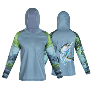 Personnalisé UPF 50 + manches longues à capuche chemise de pêche hommes Protection UV Performance pêche t-shirts à manches longues chemises de pêche - Product Image 2