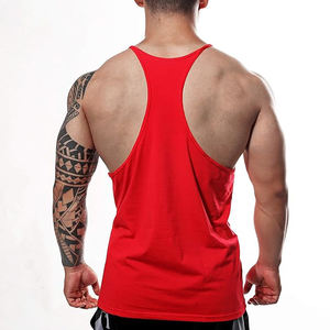 Débardeurs d'été décontractés pour hommes Chemise d'entraînement respirante en coton Gym Fitness Coupe ample Bodybuilder Singlet Logo personnalisé Tricoté à l'arrière - Product Image 6