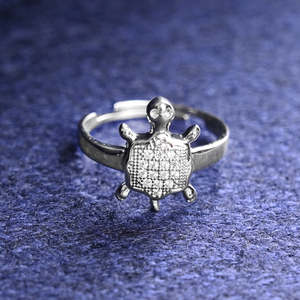 Men's 925 Sterling <b>Silver</b> Hiphop Tortoise Turtle <b>Ring</b> Size <b>Adjustable</b> Rhodium Plated Romantic Gift Option - Product Image 2
