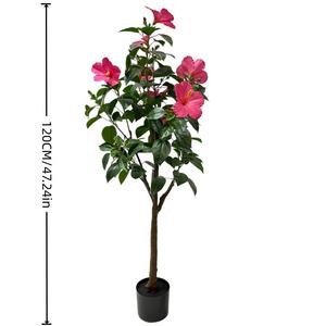 Hibiscus artificiel vert de style moderne fleurs tropicales plante écologique <span class=keywords><strong>taille</strong></span> personnalisable haute branche en plastique feuille bureau - Product Image 4