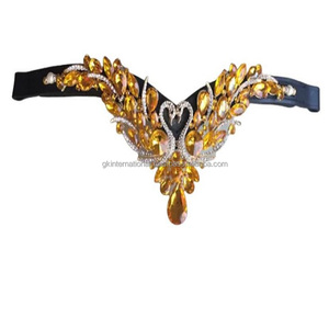 Cadena de Cristales Grandes Dorados y Plateados Personalizada de Lujo, Brillante, 100% Cuero Negro Genuino, Banda para la Frente del Caballo - Product Image 4