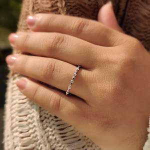 White Gold Diamond Wedding Band Round Cut Stackable Diamond <b>Rings</b> - Product Image 2