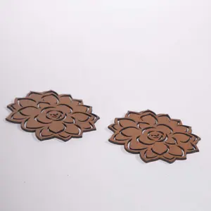 Juego de posavasos de madera de loto, posavasos para bebidas cortados con láser, estilo Mandala, alfombrilla para taza, regalo de inauguración único, Decoración de mesa - Product Image 3