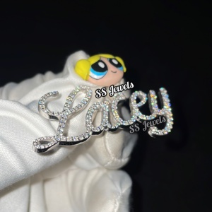 Custom 925 <b>Silver</b> VVS Moissanite Pendant for Women Enamel 3D Name and <b>Lettered</b> Name Birthday Gift <b>Necklace</b> - Product Image 5