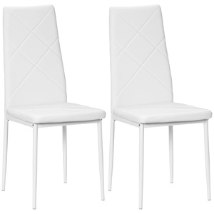 HOMCOM Lot de 2 chaises de salle à manger modernes à dossier haut 41x50x97 cm en similicuir et acier blanc - Product Image 1