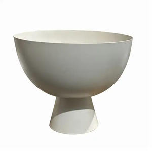 Cuenco de aluminio de gran tamaño para servir, cuenco de mesa hecho a mano con acabado plateado, cuenco redondo para servir alimentos con Base - Product Image 4