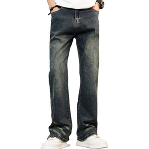 Jeans en denim extensible vintage sur mesure de qualité supérieure pour hommes, style streetwear, style urbain, bouton solide, service disponible - Product Image 1