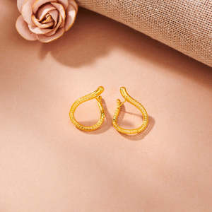 ต่างหูรูปห่วงริเวอร์ลูปและต่างหูแบบห่วงทองคำแฟชั่น - Product Image 1