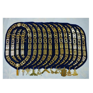 โซ่คอเสื้อสีเงินสีทองสไตล์ Masonic สีน้ำเงิน12ชิ้น - Product Image 6