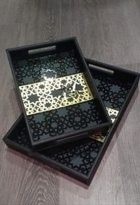 Vente en gros Plateau de service en bois de haute qualité avec surface lisse et poignées faciles à transporter pour le petit déjeuner, le thé et les collations - Product Image 3