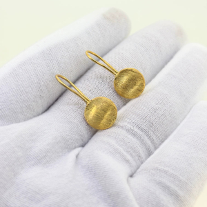 ต่างหูชุบทอง18K ทำด้วยมือทำจากเงินสเตอร์ลิง925แท้ละเอียดอ่อนเครื่องประดับแบบชาติพันธุ์ - Product Image 5