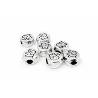 Perle d'espacement ronde éléphant en argent sterling 925 plaqué argent 925 poli miroir 7 mm 0,35 g pour la fabrication de bijoux (bracelet/collier)