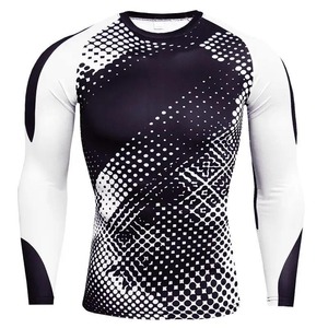 Rash Guard à manches longues multicolore conçu sur mesure pour les hauts actifs pour hommes - Product Image 2