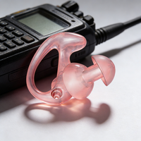 Earbud Pengganti Ramah Lingkungan dari Silikon (Hitam) untuk Walkie Talkie, Aksesori Headset Pelindung Pendengaran dengan Tabung Koil