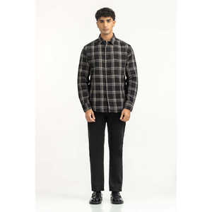 Chemises décontractées pour hommes à col montant 100 % coton flanelle, chemises d'affaires ODM à motif écossais - MN-CS-WS25-295 - Product Image 1