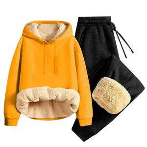 <b>Women's</b> Winter Breathable Plus Size 2 Piece Tracksuit Sets Fleece Hoodie Sweatshirts Sherp Lined Joggers <b>Sweatpants</b> - Product Image 1