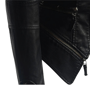 Chaqueta clásica de estilo Moto de piel de oveja auténtica para mujer de gama alta transpirable impermeable a prueba de viento Slim Fit Stand Collar - Product Image 3