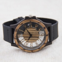 Reloj de Madera con Diseño Hueco en Cuero para Hombre y Mujer, Reloj de Pulsera de Cuarzo Transparente para Hombre